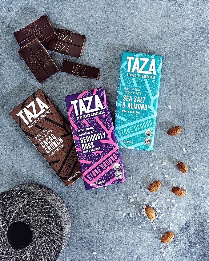 Taza Chocolate Organic Amaze Bar 87% Stone Ground Seriously Dark 2.5 Ounce (10 Count) Vegan