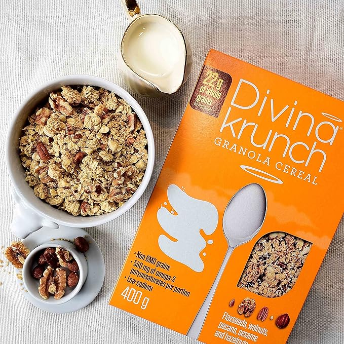 Divina Krunch Granola Cereal Pack of 3 NON-GMO CEREAL (Omega Nuts &amp Seeds Granola)