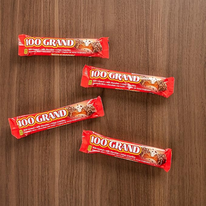 100 Grand Milk Chocolate Candy Bars Full Size Bulk Individually Wrapped Ferrero Candy Pack of 36