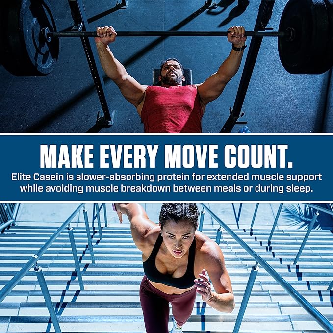 Dymatize Elite Casein Protein Powder Vanilla 100% Micellar Casein 25g Protein 5.4g BCAAs 2.3g Leucine Slow Absorbing for Overnight Muscle Recovery 4 lb (55 Servings)