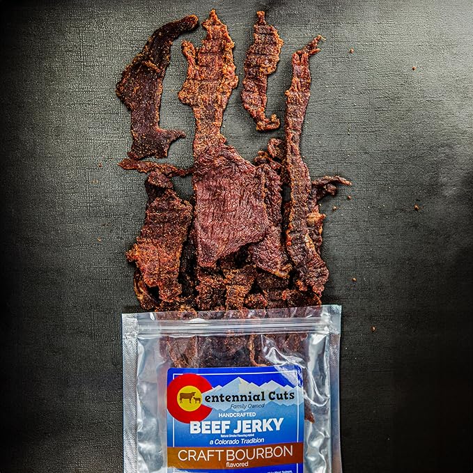 Centennial Cuts Beef Jerky – Craft Bourbon – High Protein Sweet &amp Savory Bourbon Flavor – 7 oz Snack