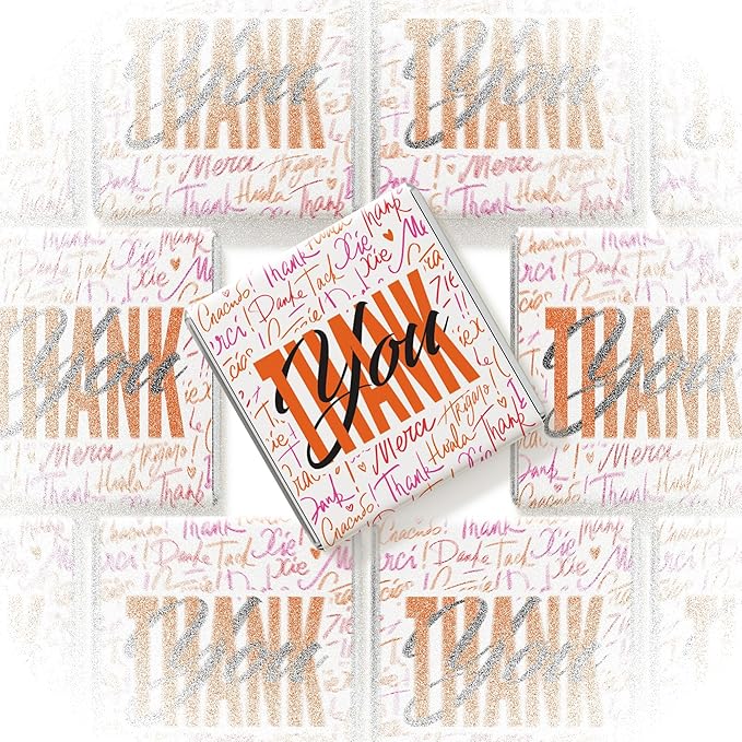 50 pcs Thank You Chocolates - Elegant Milk and Dark Chocolate Treats for Weddings Events Corporate Gifts and Special Occasions (dark) (Design 2 - dark)