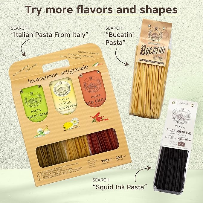 Morelli Bucatini Pasta Noodles - Premium Organic Italian Pasta from Italy - Handcrafted Family Owned Gourmet Brand - Made With Durum Wheat Semolina 17.6 oz (500 g) - Pack of 2