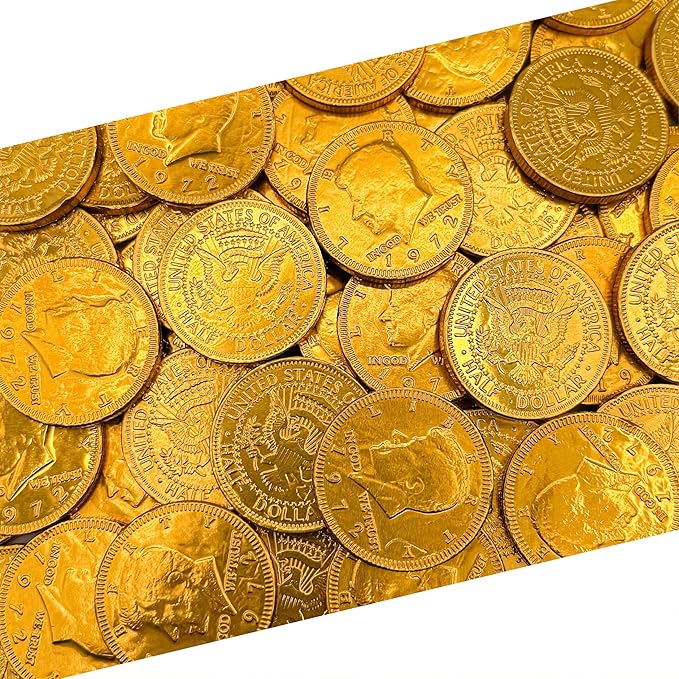 Chocolate Coins | 1 Pound Bag | Belgian Chocolate | Gold Chocolate Coins | Individually Wrapped Candy | Gold Candy for Party Favors Goodie Bags &amp Festive Celebrations