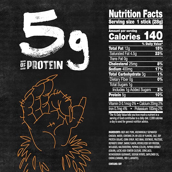 Jack Link's WILD Snack Sticks Original and Hot Variety Pack - Protein Snack Sticks with 5g of Protein per Serving Keto Friendly Individually Wrapped - 1.0 Oz. (Pack of 20)