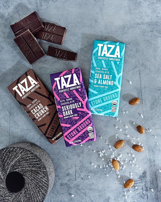 Taza Chocolate Organic Amaze Bar 80% Stone Ground Cacao Crunch 2.5 Ounce (10 Count) Vegan