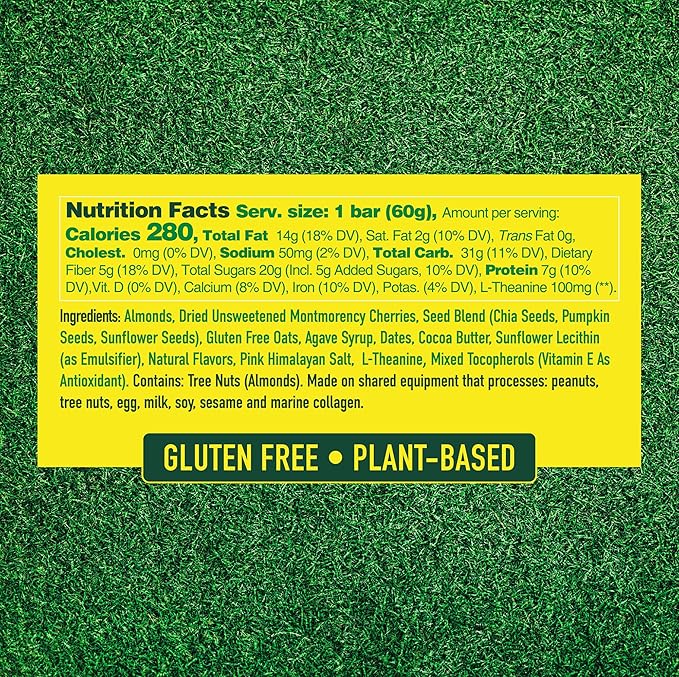 Caddy Snacks Chewy Cherry Almond – Healthy Snack Bars | Low Sugar | Vegan | Gluten Free | On-the-Go Golf Snack | 2.1 oz Bars 12 Count