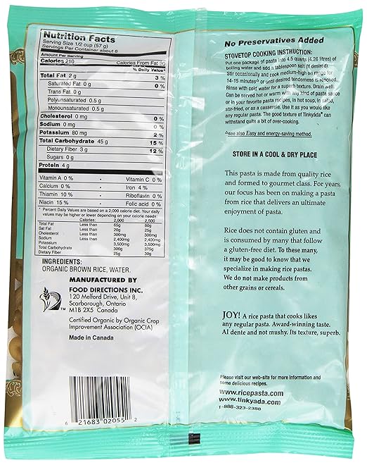 Tinkyada Organic Brown Rice Pasta Elbow 12 Ounce (Pack of 12)