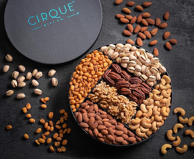 Cirque Gift Co. Gourmet Nut Gift Tray 10 Freshly Roasted Assorted Nuts for Mothers Day Fathers Day Holiday Corporate Gifting Thanksgiving Gift Hostess Gift His Or Her Birthday