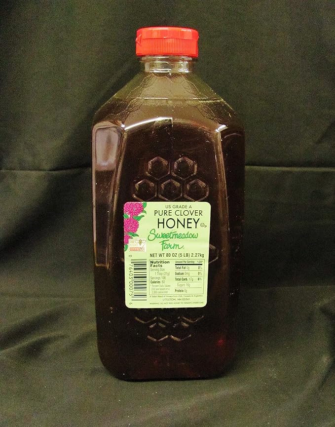 CLOVER HONEY 5LB VALUE SIZE SWEETMEADOW FARM US GRADE A PURE CLOVER HONEY 80 OUNCES