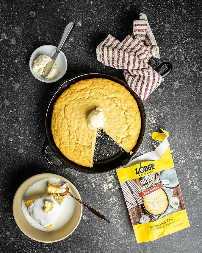 Lodge Cast Iron Skillet Cornbread - Pair with Cast Iron Skillet Wedge Pan Cornstick Pan or Muffin Pan Quality Ingredients (8 Pack) - True Southern
