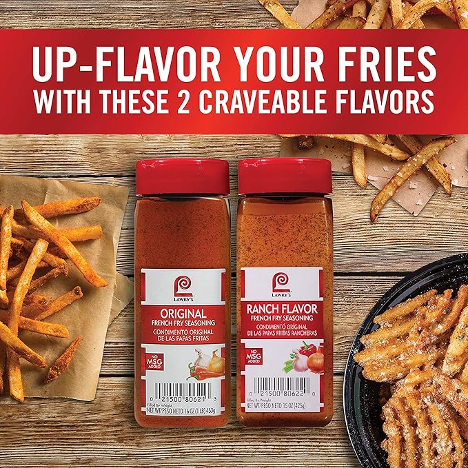Lawrys Original French Fry Seasoning 16 oz (Pack of 6) - Six 16 Ounce Containers of French Fry Seasoning Powder with Premium Blend of Spices Best on Fries Potatoes Vegetables and More