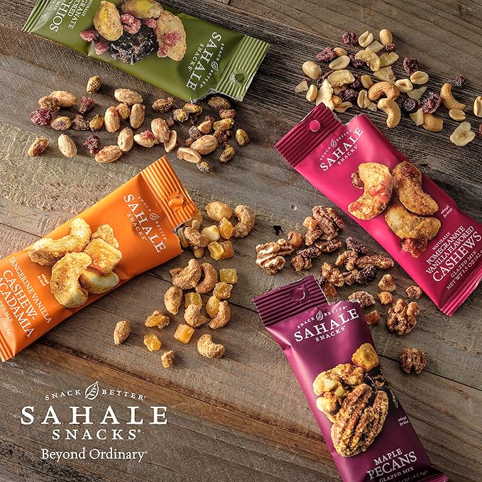 Sahale Snacks California Dry Roasted Almonds 1.5 oz Grab &amp Go Bags (18 Packs) - Dry-Roasted Almonds with a Touch of Sea Salt - Non-GMO Kosher &amp Certified Gluten-Free Snacks