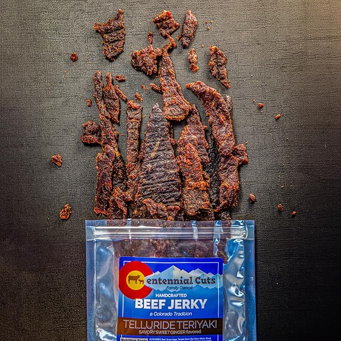 Centennial Cuts Beef Jerky – Telluride Teriyaki – High Protein Classic Sweet &amp Savory – 7 oz