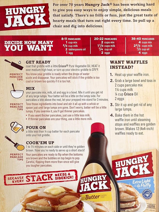 Hungry Jack Buttermilk Pancake and Waffle Mix 32 Ounce (Pack of 6)